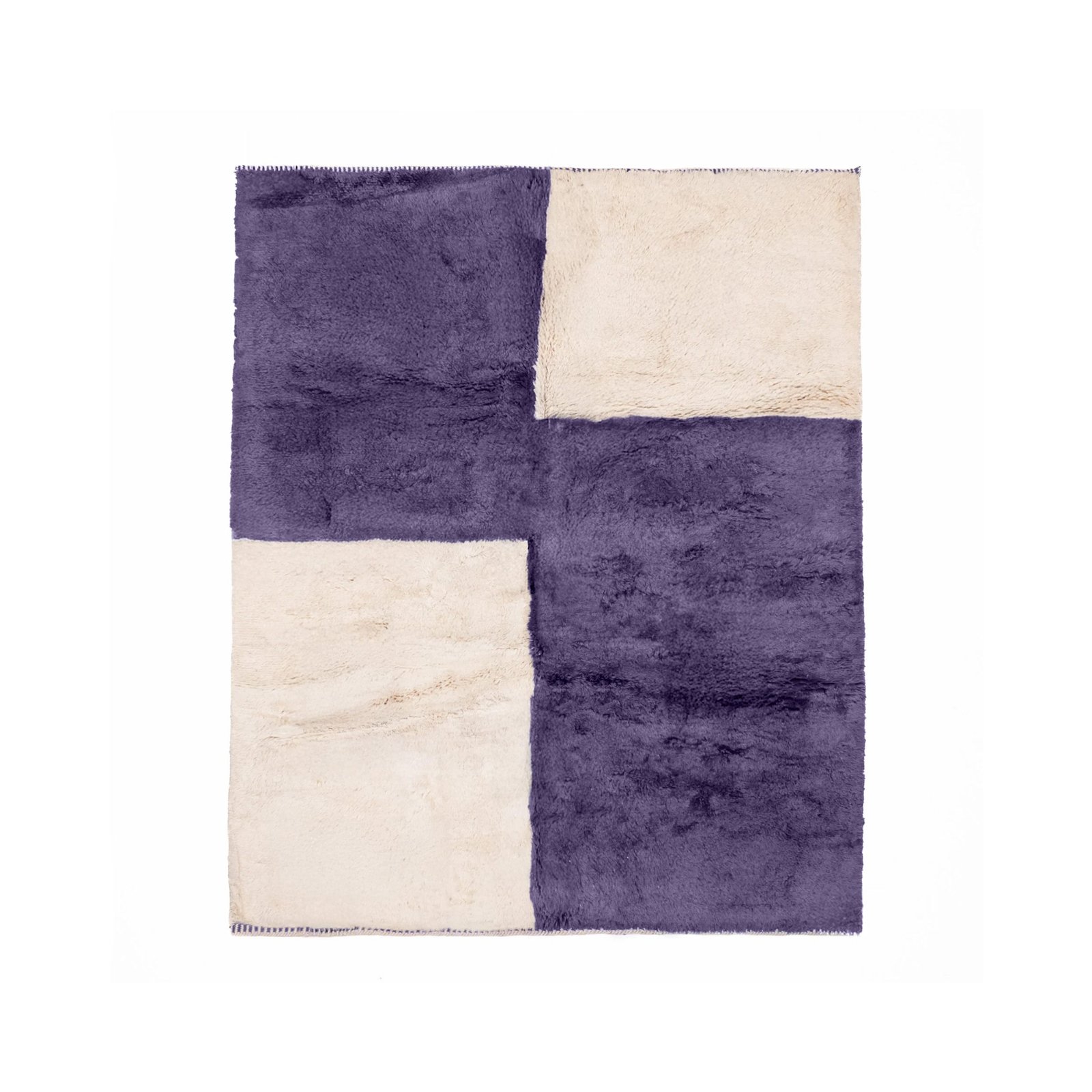 Colour Blocks Violet Rug Custom Indigo/Violet With Cream Blocks Moroccan Rug, Handmade Berber ...